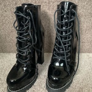 black platform heels